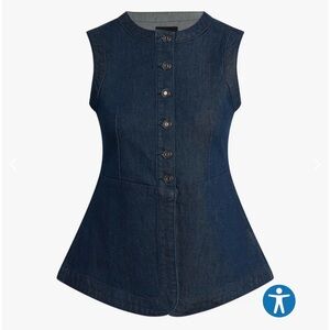 NWT Favorite Daughter - Clocking In Top - Dark Indigo Front Button Detail